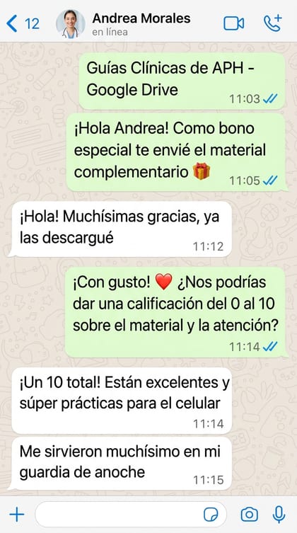 Testimonio WhatsApp Andrea