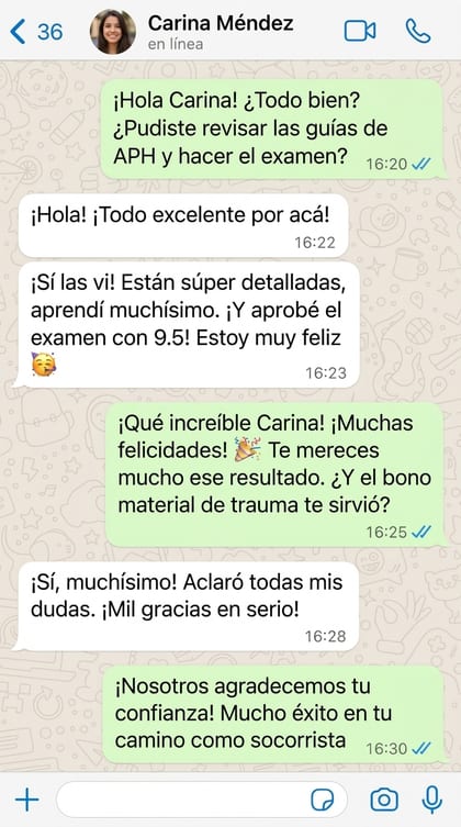 Testimonio WhatsApp Carina